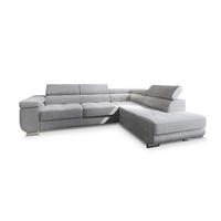 ECKSOFA APIRO R-S Hellgrau Kordstoff mit Schlaffunktion - Hellgrau, Holz (276/202cm) - MASSENO