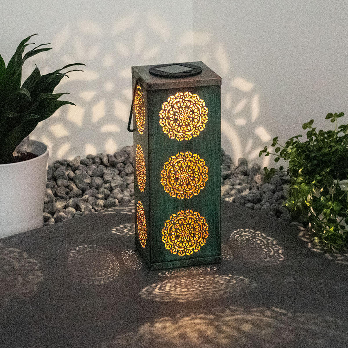 LED AUSSENLEUCHTE Solarleuchte Grün Rost - Grün, Metall (10.2/10.2/26cm) - Globo Lighting