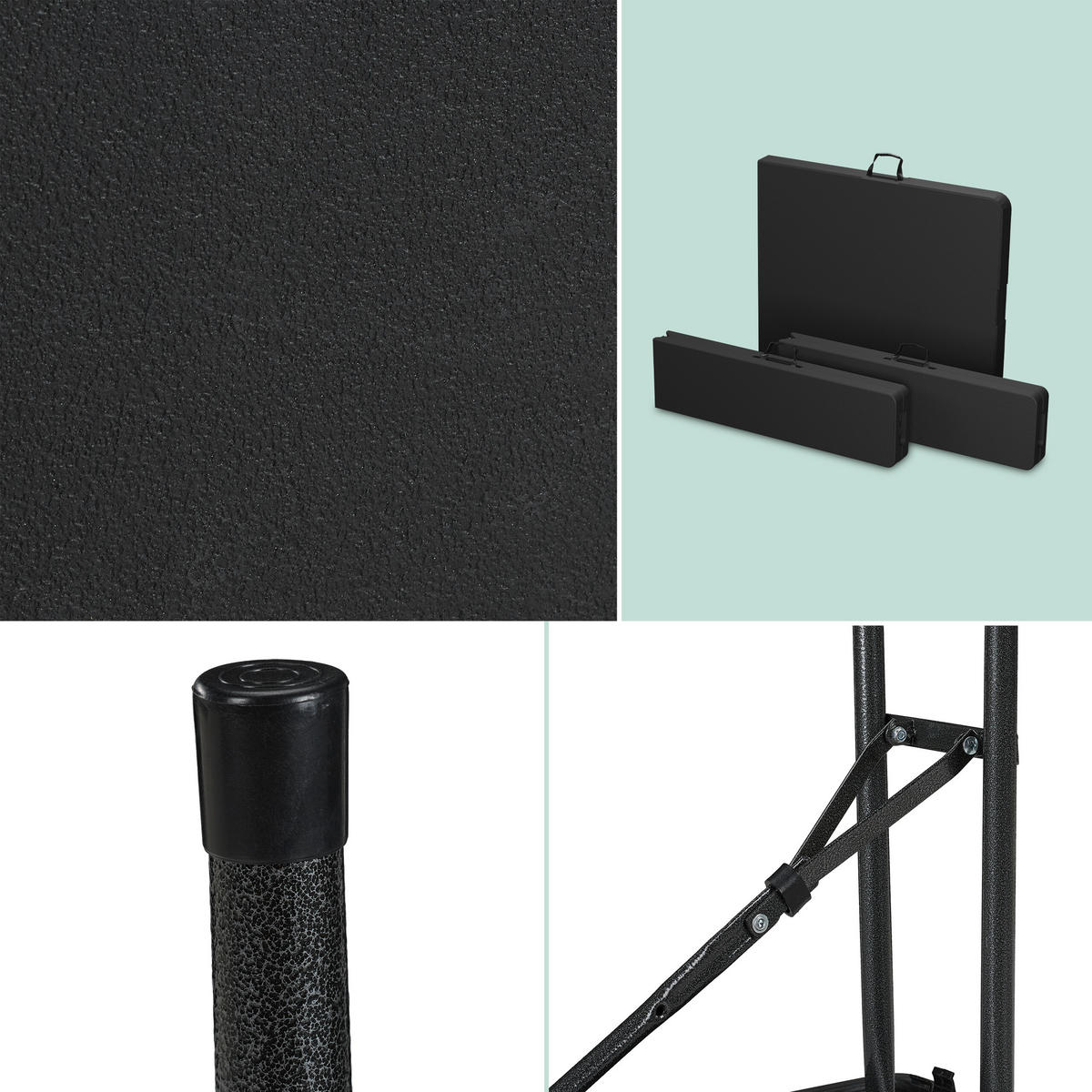 BIERZELTGARNITUR 3-tlg. - Schwarz, Kunststoff/Metall - Relaxdays