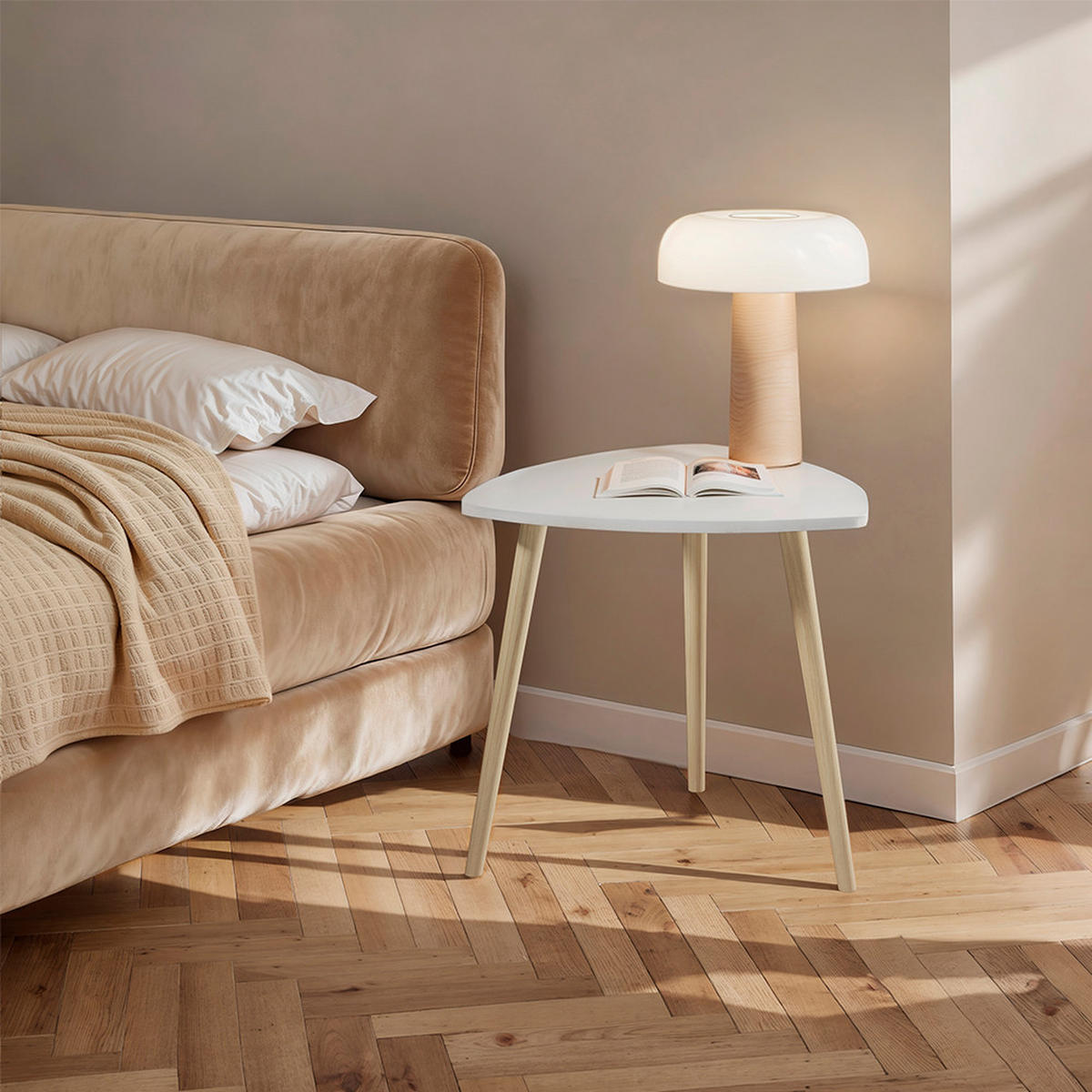 COUCHTISCH Twino Weiß/Sonoma 48 x 45 cm 2er Set - Weiß, Holzwerkstoff (48/48/45cm) - Vicco