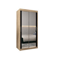 SCHWEBETÜRENSCHRANK 200/120/62 2-türig - Silberfarben/Schwarz, Holz/Kunststoff (120/200/62cm) - Abiks Möbel