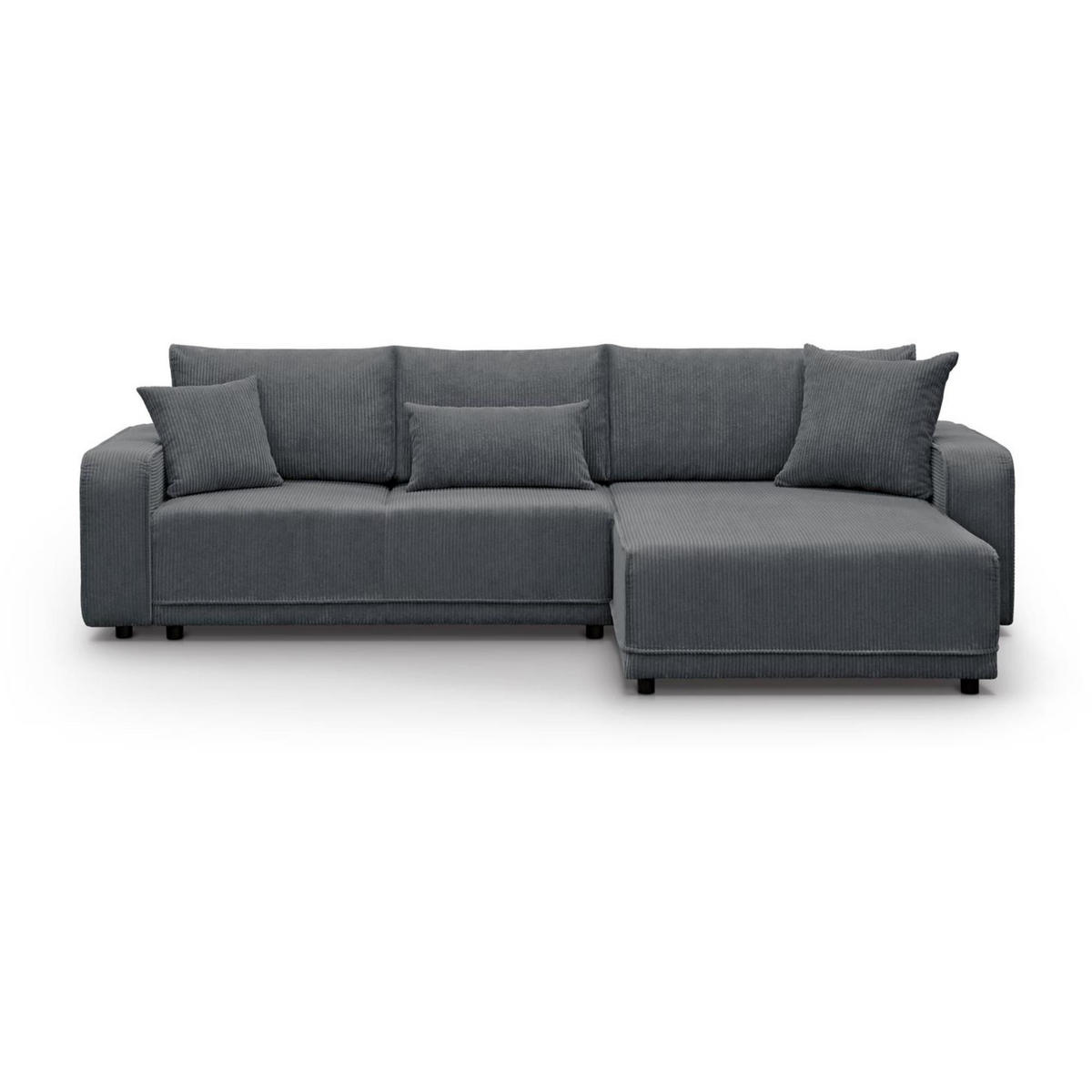 ECKSCHLAFSOFA Primo L grau - Schwarz/Grau, Textil (290/185cm) - Beautysofa