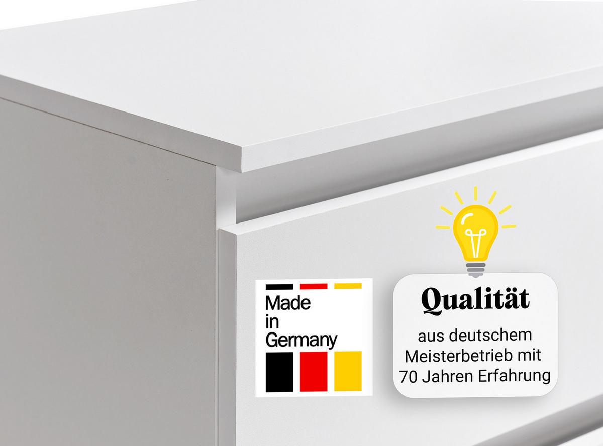 KOMMODE mit 6 Schubladen 100cm breit in weiß - Weiß, Holzwerkstoff (100/77.5/35cm) - Home Collective