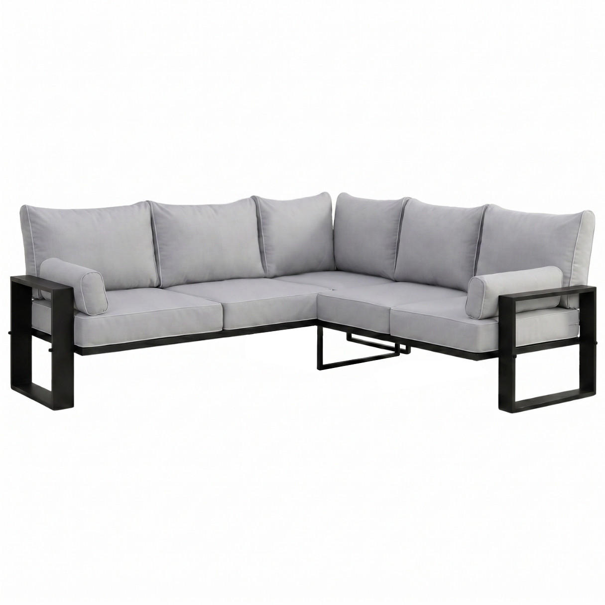 LOUNGEECKTEIL Verdino 2R2 mit Metallrahmen 215 cm Hellgrau - Hellgrau, Metall (215/90/228cm) - Beautysofa