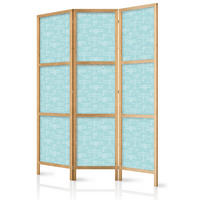 PARAVENT Japanischer 3-tlg 135x172 cm Flugzeuge - Blau, Holz/Textil (135/172/3cm) - Muralo