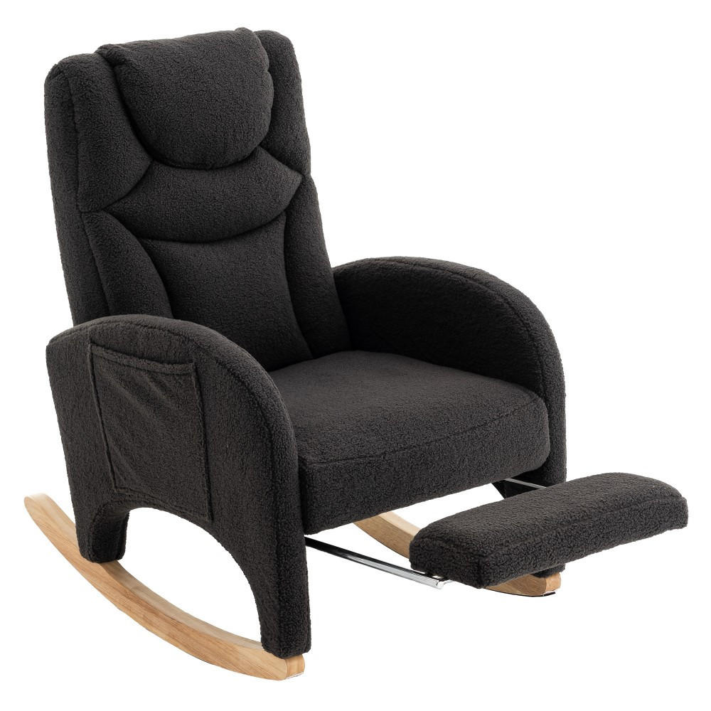 SCHAUKELSESSEL dunkelgrauer Teddy-Stoff - Dunkelgrau, Kunststoff (125/101/66cm)