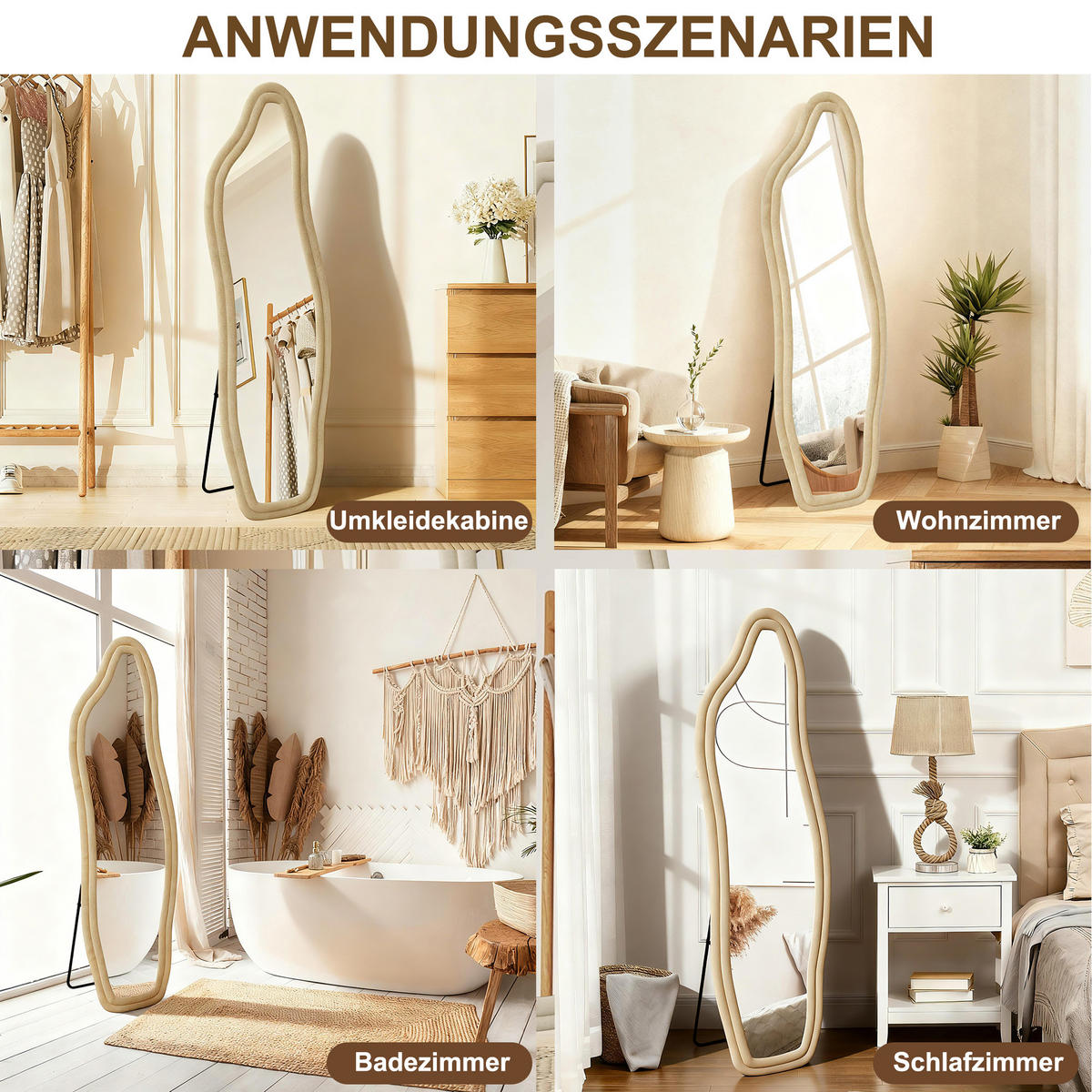 GANZKÖRPERSPIEGEL 160x50 cm, großer Standspiegel hängend oder lehnend - Goldfarben, Metall (4/168/56cm) - PARAFTA HOME