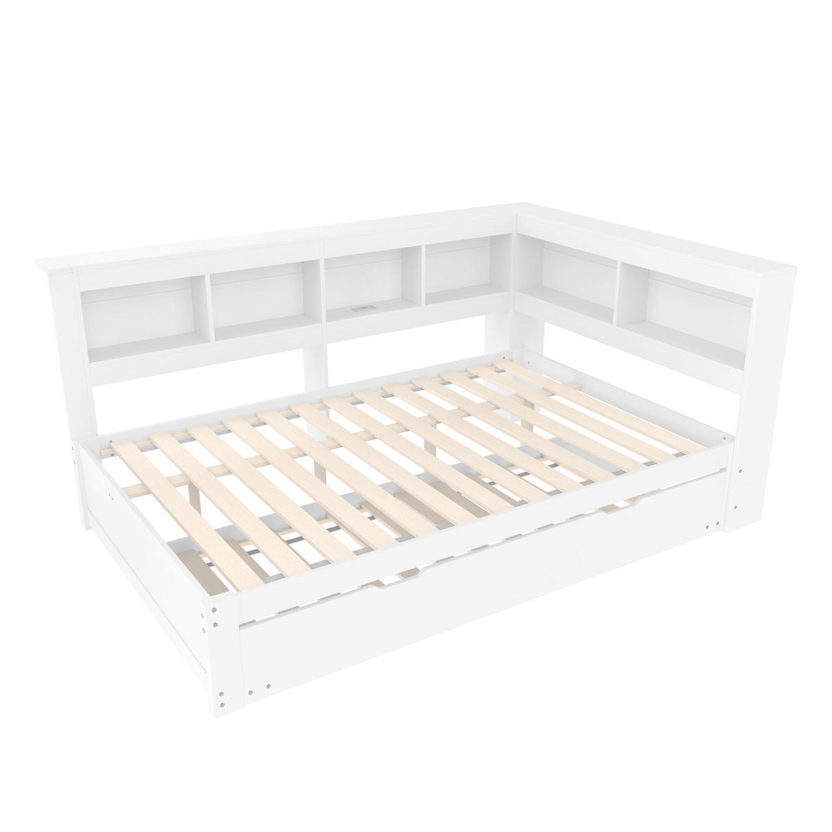 AUSZIEHBETT 140/200 cm DE-04484, mit in Weiß - Weiß, Holz/Holzwerkstoff (140/200cm) - ComfortXL