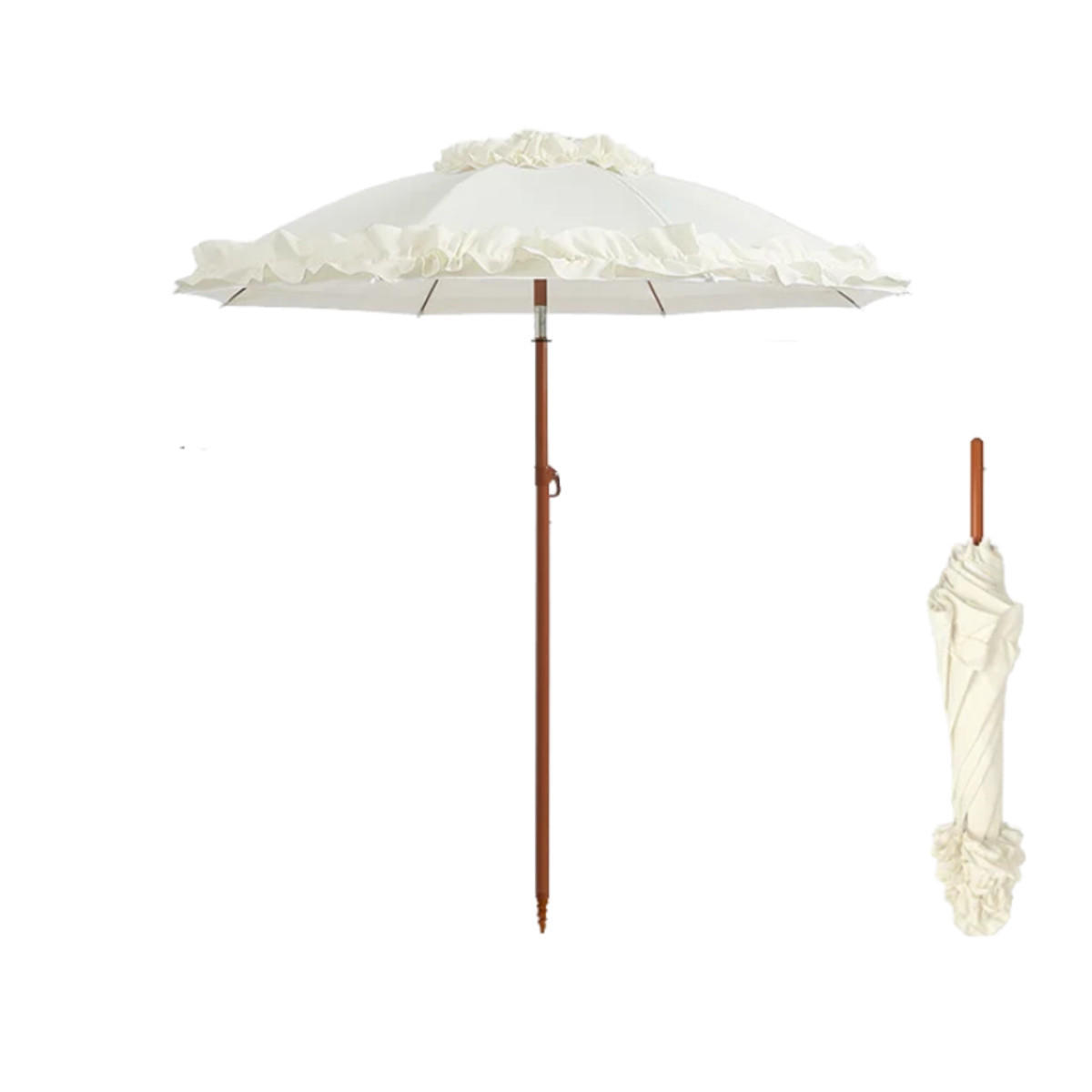 SONNENSCHIRM, gebrochenes Weiß, UPF≥50+, Schirmdurchmesser: 162 cm - Ecru, Textil (162/162cm) - Authentics
