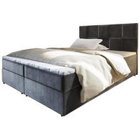 BOXBETT PRATA 180x200 cm mit Matratze und Topper - Grau - Grau, Holz (180/200cm) - MASSENO