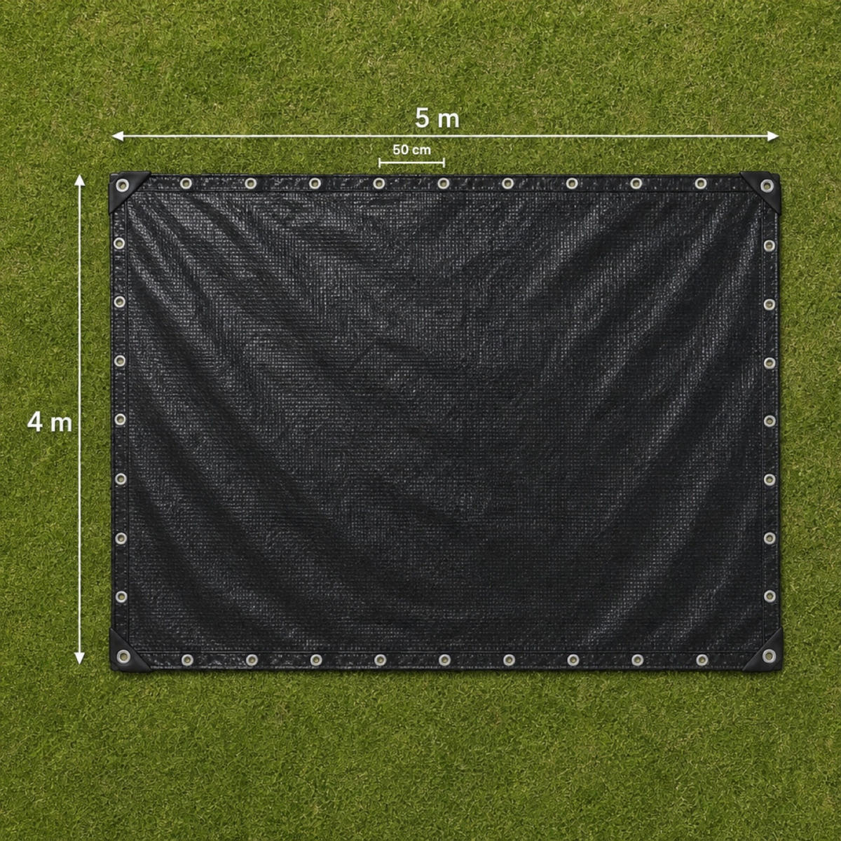 ABDECKPLANE Schwarz wasserdicht 200 g/m² 4x5 m - Schwarz, Kunststoff (500/400/0.1cm) - Relaxdays