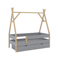 TIPI-BETT Bali Grau 80x160 cm mit 2 Schubladen - Grau, Holz - VitaliSpa