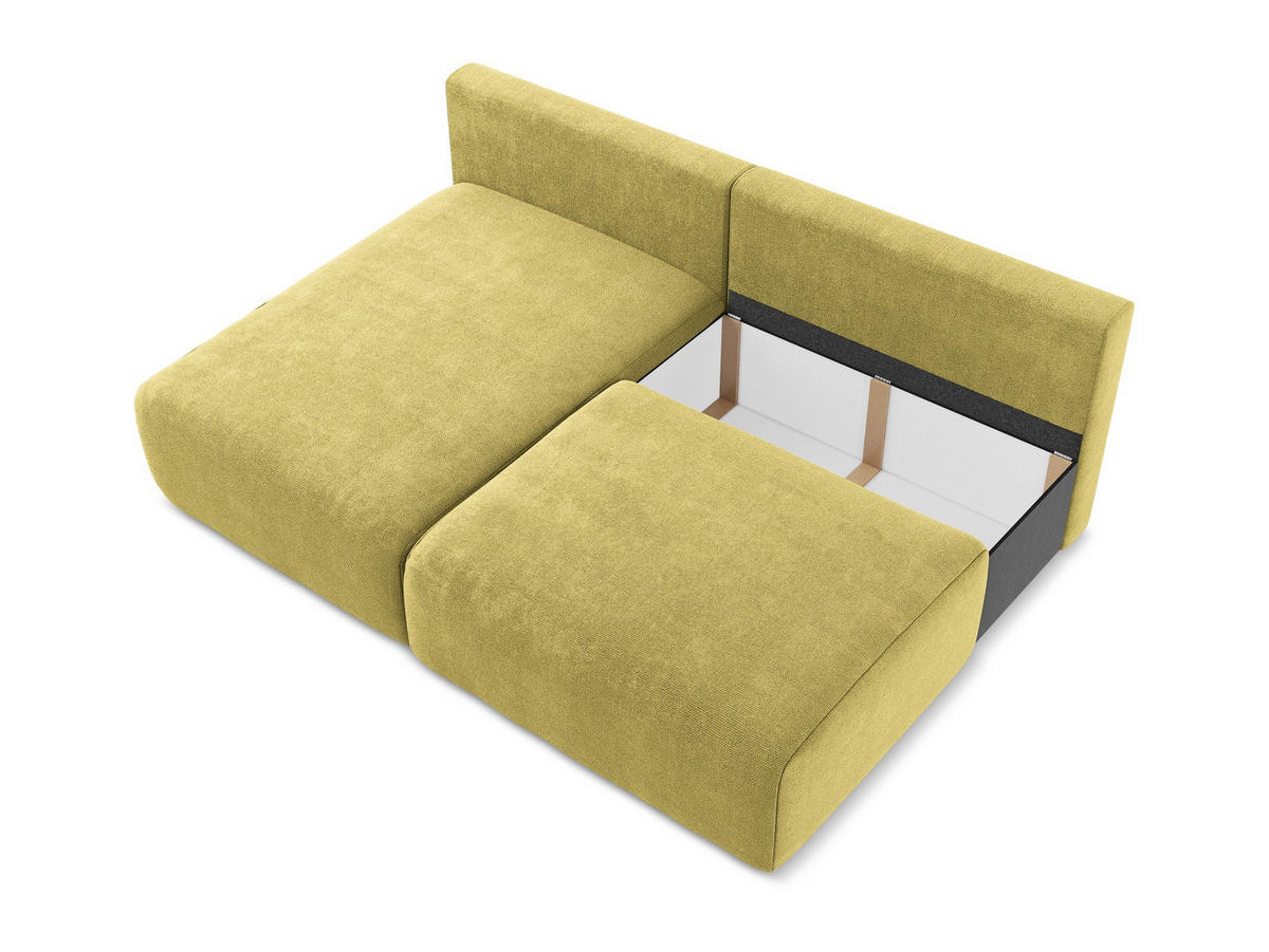 ECKSOFA mit Schlaffunktion links Chenille Stoff Grün - Limette/Schwarz, Kunststoff/Textil (149/210cm) - Makamii