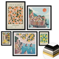 WANDBILDER 5er-Set - 50x50 cm & 20x30 cm & 40x60 cm Schwarzer Rahmen - Abstrakte ästhetische Berge - Schwarz, Kunststoff (40/60cm) - ArtPrintCave