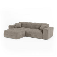 ECKSOFA (links) COCOON Geprägter Samt Taupe 230cm - Taupe, Textil (230/155cm) - Premium Interiors