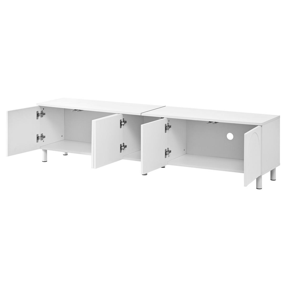TV-SCHRANK 180/38/45 cm Weiß mit 5 Türen und Metallfüßen - Weiß, Holzwerkstoff/Metall (180/45/38cm) - Oxeza
