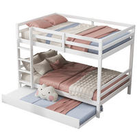 ETAGENBETT 140/200 cm aus Kiefer und MDF mit Ausziehbett und Treppe Weiß - Weiß, Holz (140/200cm) - Modenvie