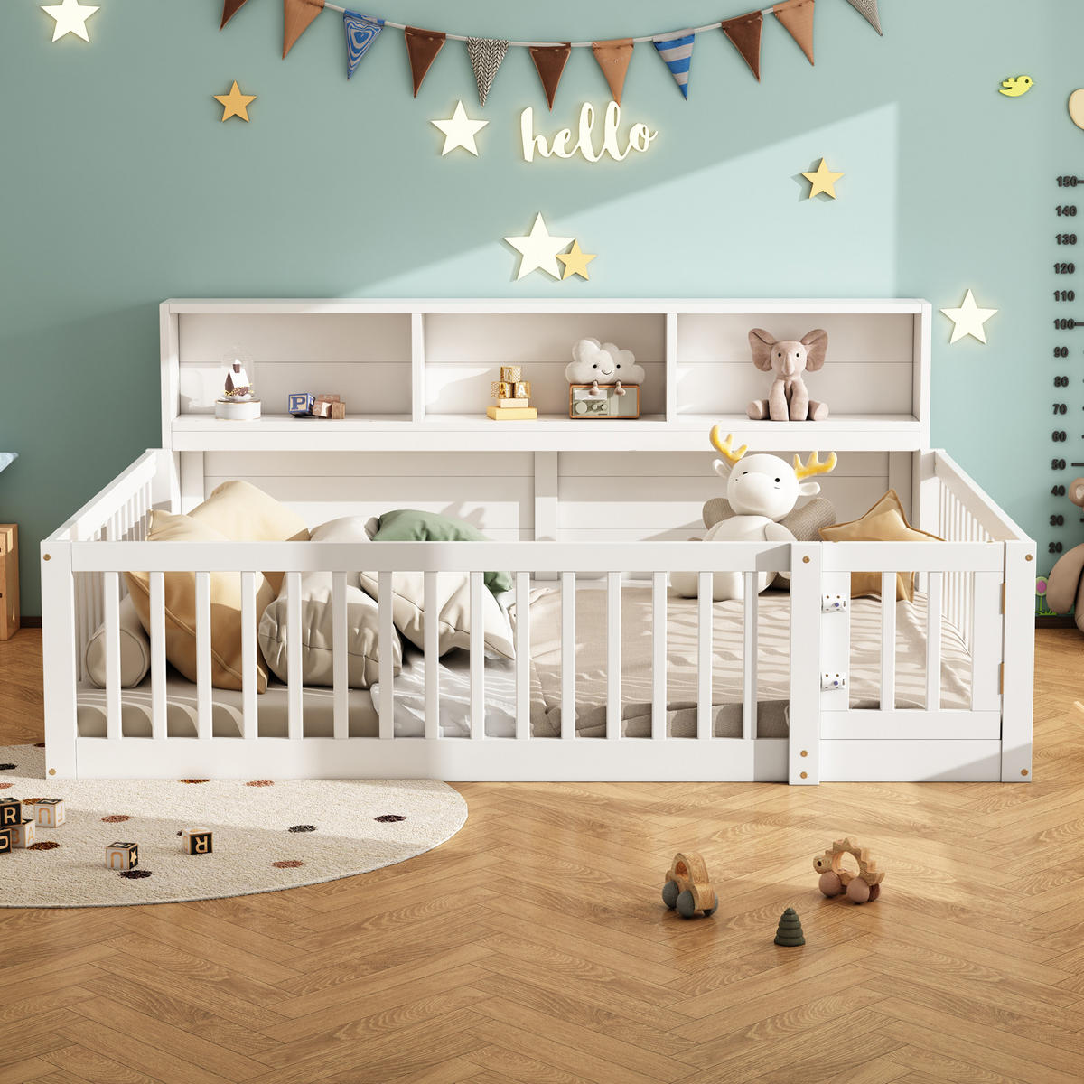 TAGESBETT 140/200 cm Weiß Kiefernholz mit Staufach und Lattenrost - Weiß, Holz (140/200cm) - OKWISH