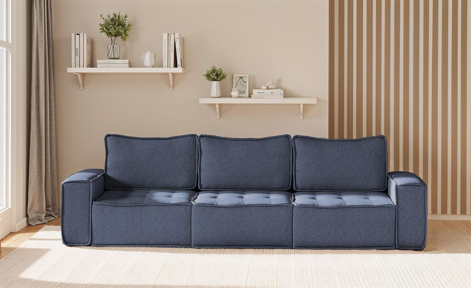 SOFA Sande In Raven - Blau, Holzwerkstoff/Textil (292/85/90cm) - Fun Möbel