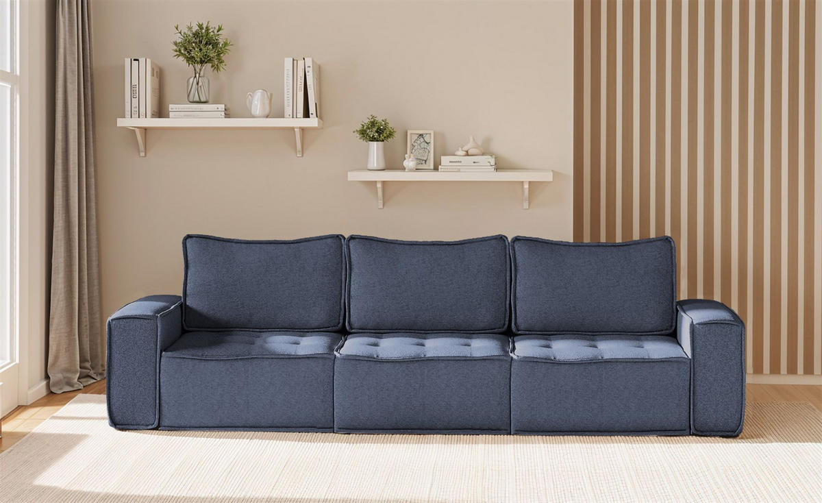 SOFA Sande In Raven - Blau, Holzwerkstoff/Textil (292/85/90cm) - Fun Möbel