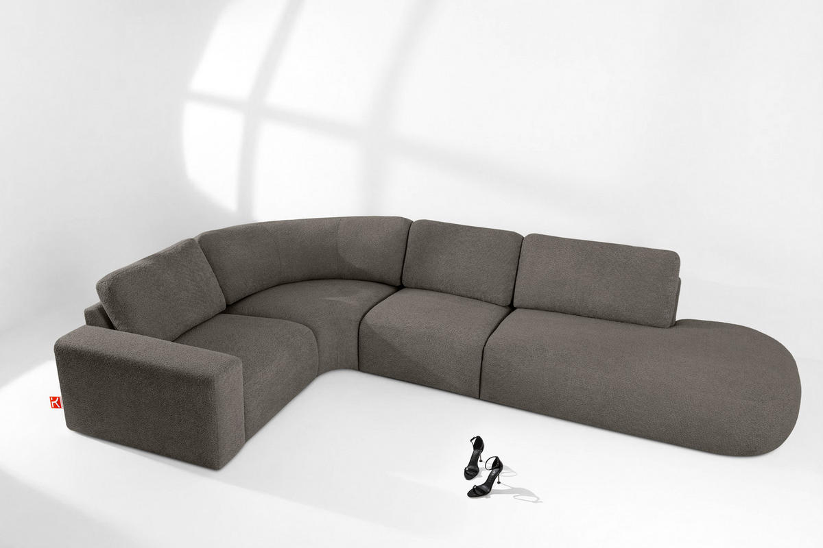 ECKSOFA RECHTS ZUCCO, Dunkelbraun - Dunkelbraun, Holz/Holzwerkstoff (224/373cm) - KONSIMO®