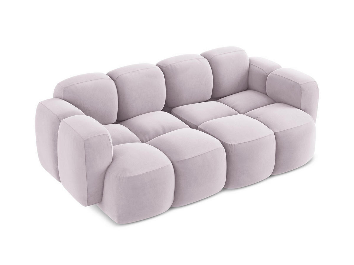 2-SITZER SOFA Samt Stoff Violett - Flieder/Schwarz, Holzwerkstoff/Kunststoff (210/72/115cm) - Makamii