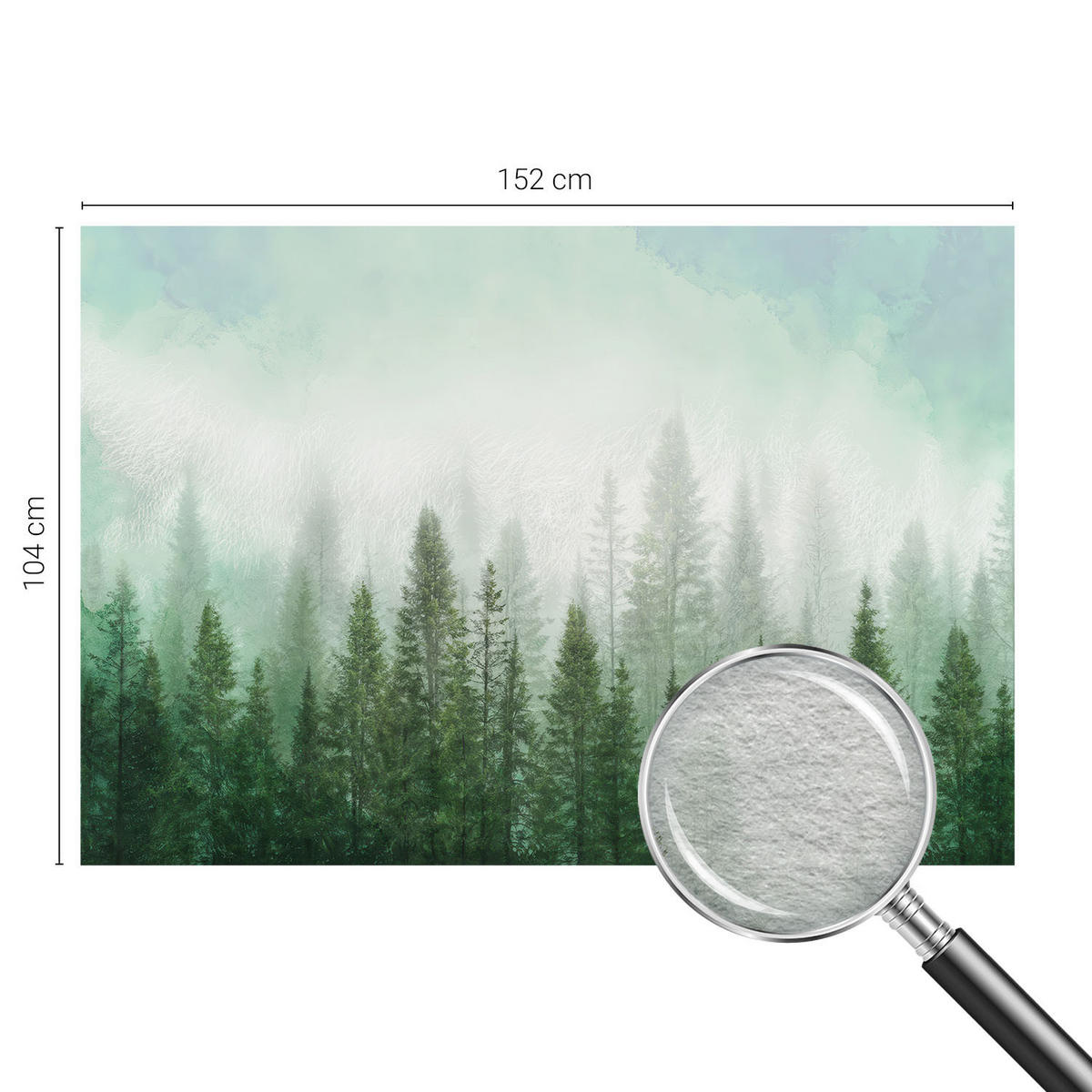 FOTOTAPETE 152x104 cm - Wolf im Wald - Grün, Textil (152/104cm) - Wallfluent