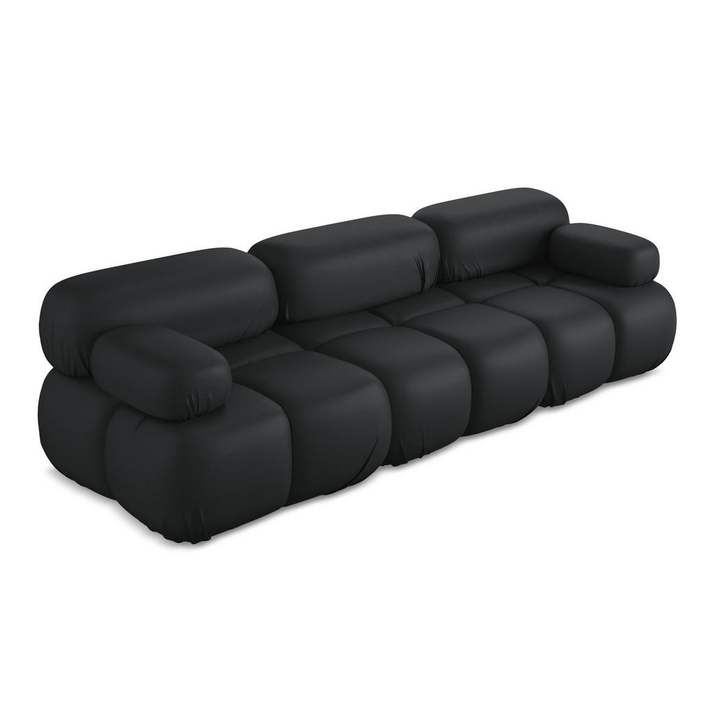 Thumbnail - Makamii 3-Sitzer, Schwarz, Leder, Füllung: Schaumstoff, 285x70x96 cm, Made in EU, Wohnzimmer, Sofas & Couches, Sofas, 3-...