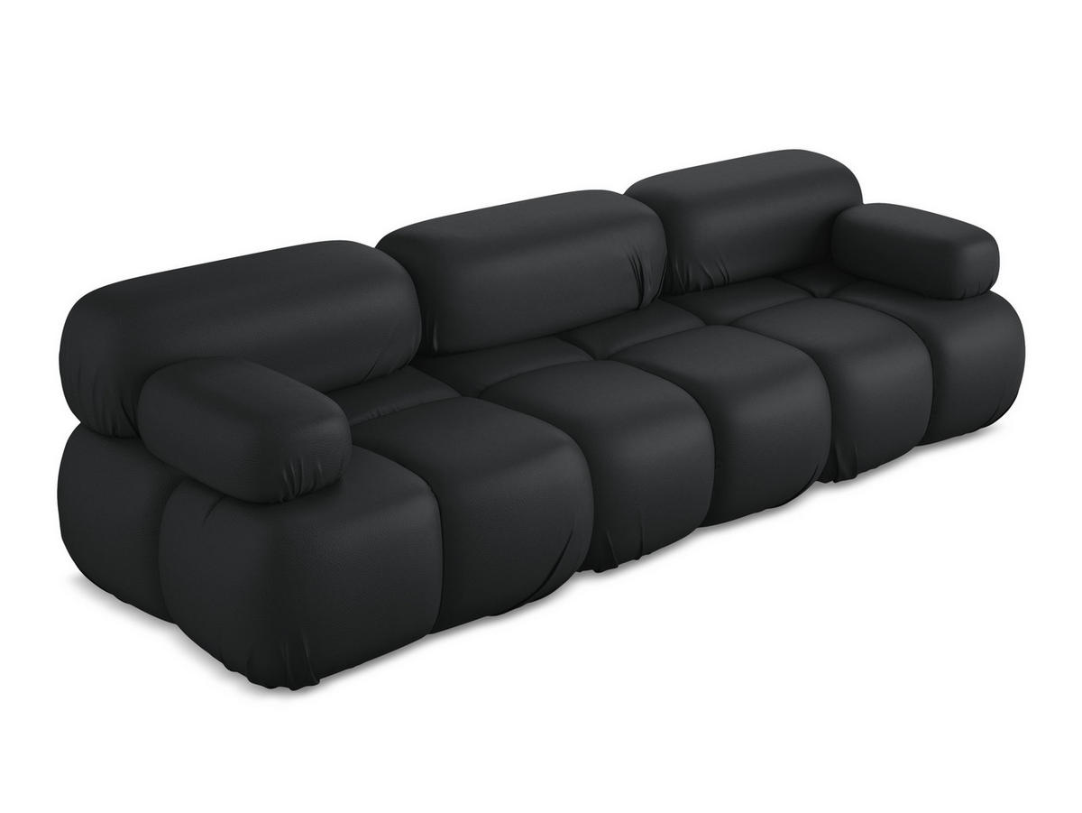 3-SITZER SOFA Kunstleder Schwarz - Schwarz/Grau, Leder/Kunststoff (285/70/96cm) - Makamii