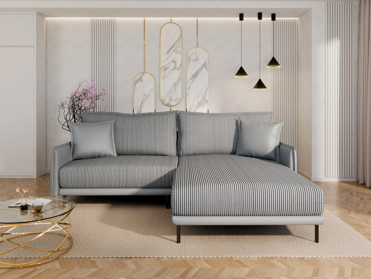 ECKSOFA Selva – modernes Design trifft auf höchsten Komfort, Grau - Grau, Holz (246/190cm) - Panda Möbel