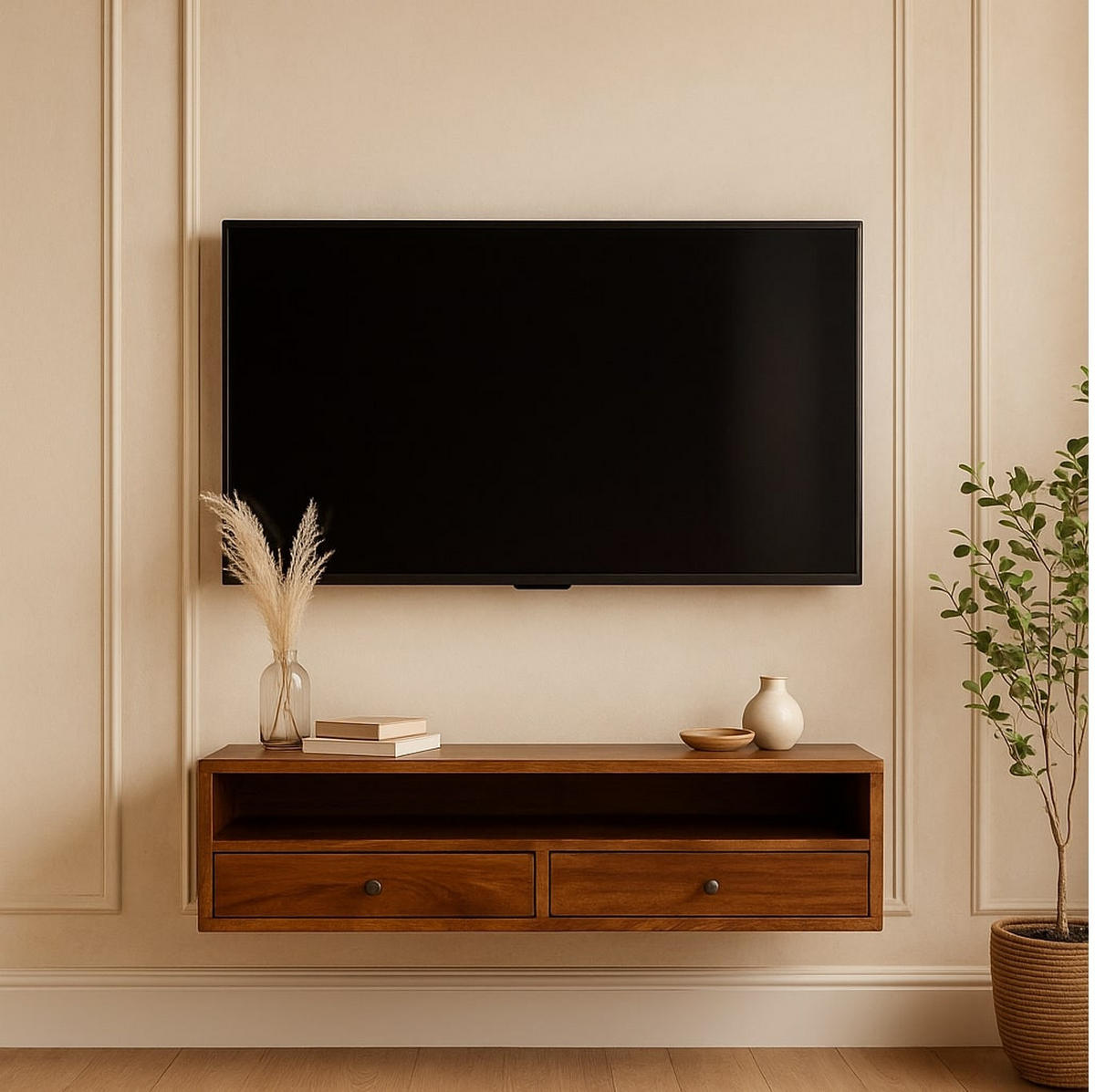 MEDIÁLNA jednotka s kostanovou povrchovou úpravou, 2 zásuvky, 1 otvorená polica, hnedá - hnedá, drevo (88/24/32cm) - Artisan Furniture