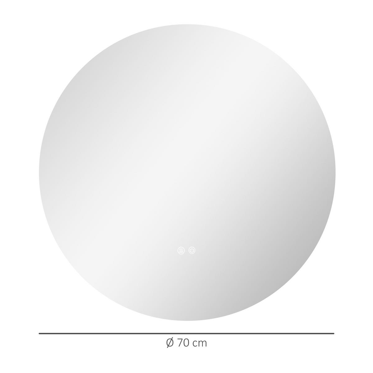 BADEZIMMERSPIEGEL DE-15133 Ø 70 cm mit 3 LED-Farben und dimmbar Grau - Silberfarben, Glas (70/3.5/70cm) - ComfortXL