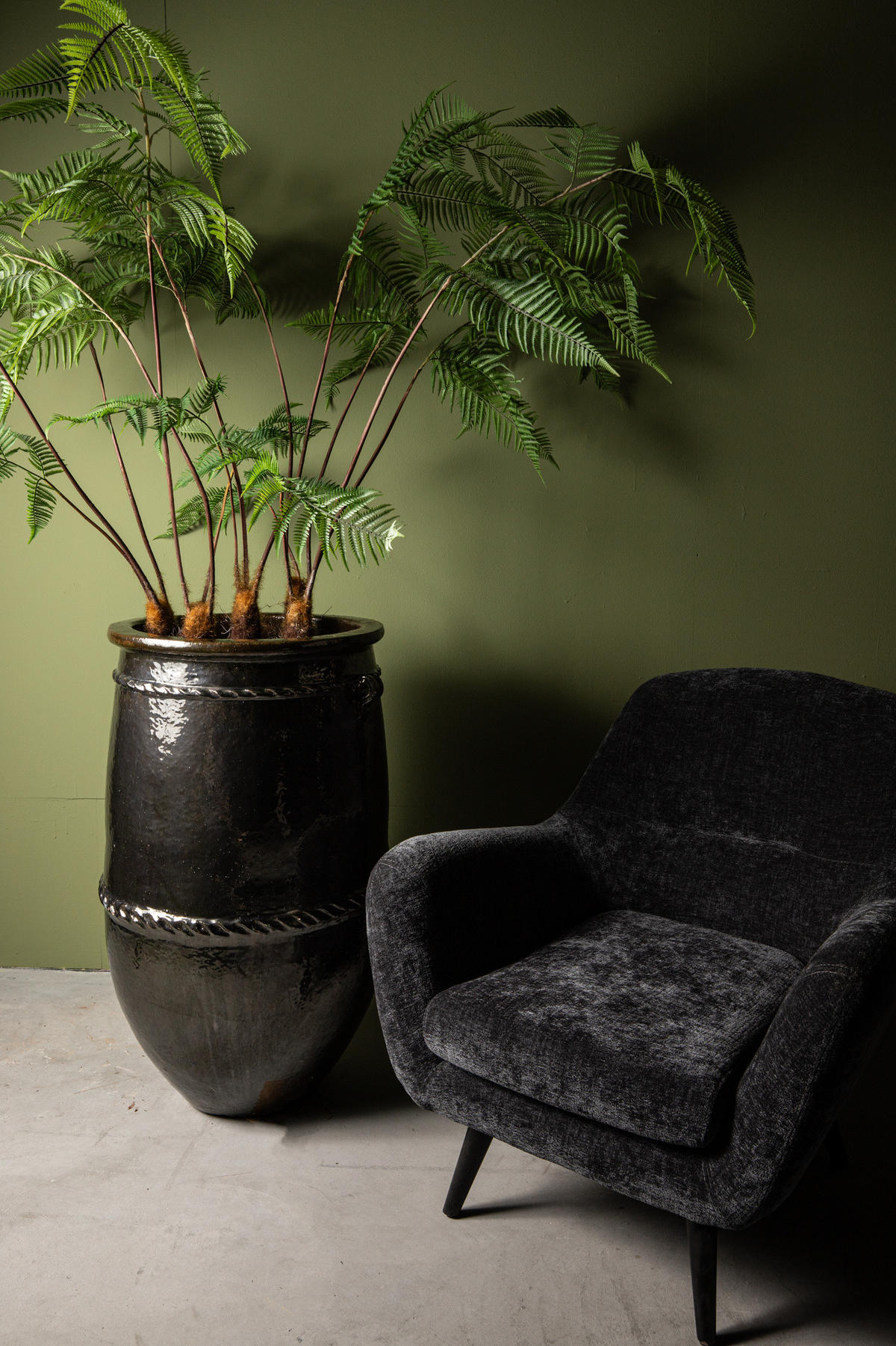 TOPF Tony Grün 58/58/95cm - Grün, Keramik (95cm) - PTMD Collection