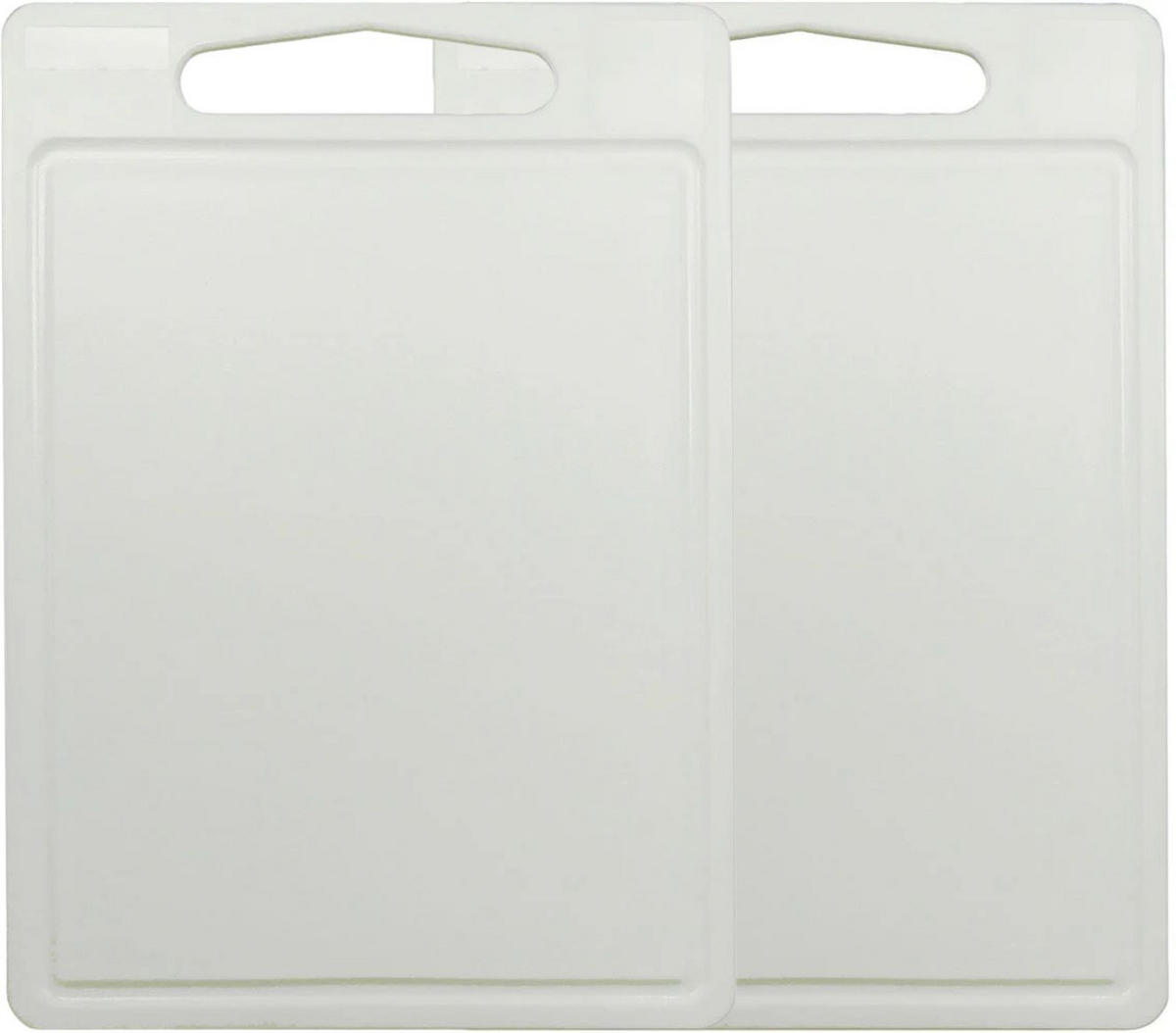 SCHNEIDEBRETT -Set mit Saftgrube - 35x25x0,85 cm - Weiß - 2 Stück - Weiß, Kunststoff (25/35cm) - Cookinglife