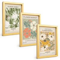 BILDER SET 3er Set - 20x30 cm Goldrahmen - Blumenmotive aus Städten auf der ganzen Welt - Goldfarben, Kunststoff (20/30cm) - TULUP