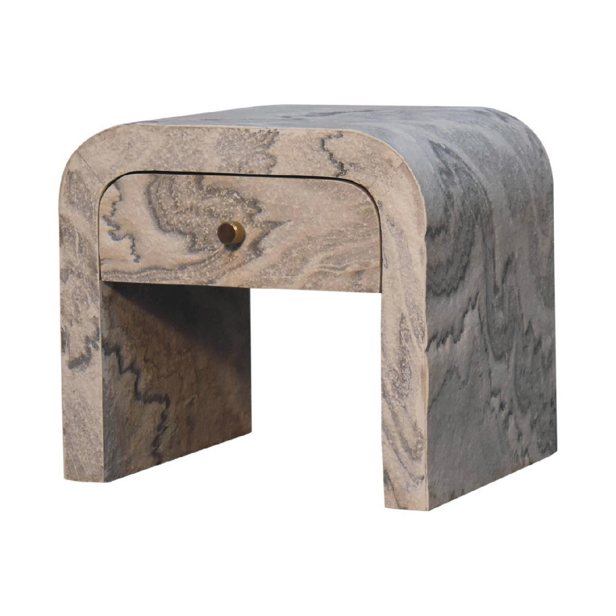 NACHTTISCH aus Massivholz - Messingfarben/Weiß, Holz/Metall (45/40/35cm) - Artisan Furniture