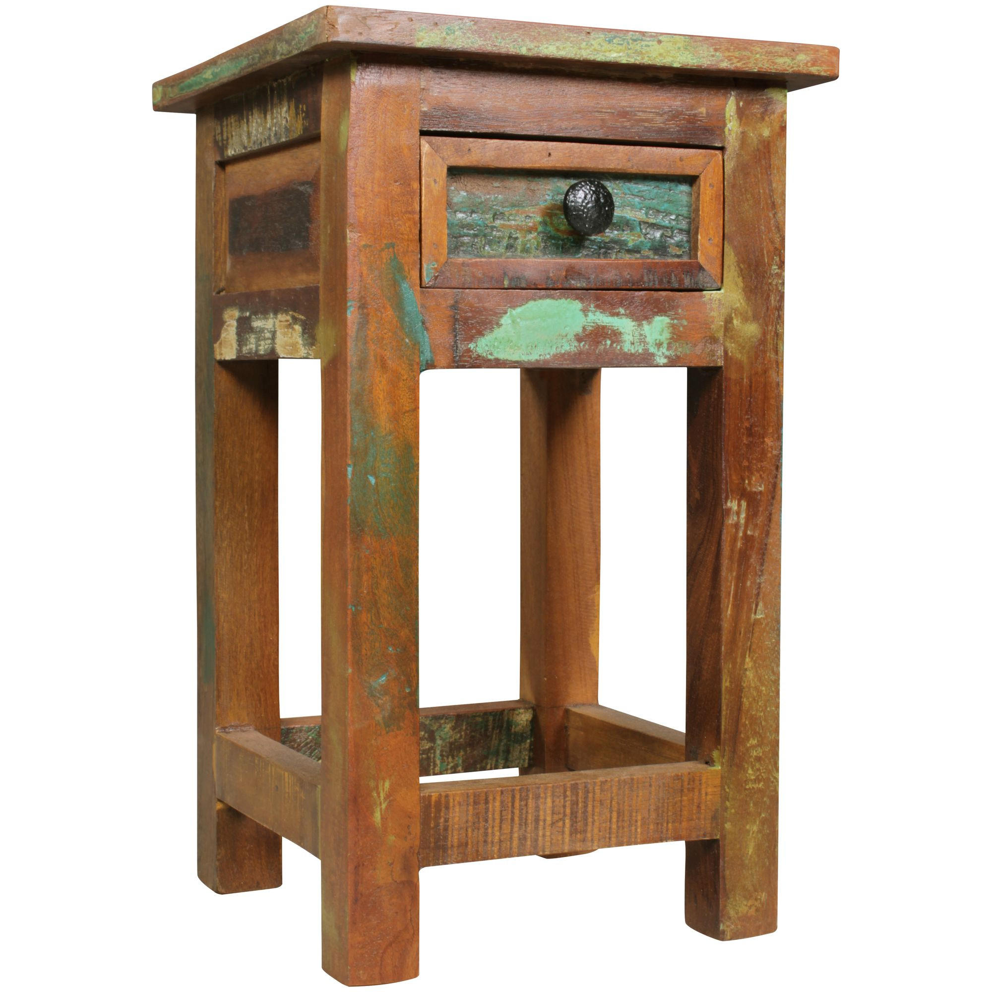 BEISTELLTISCH – Mango Massivholz Braun mit Schublade Shabby Chic - Braun, Holz (30/30/50cm) - KADIMA DESIGN
