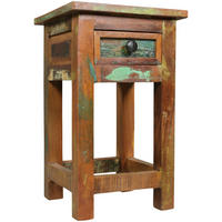 BEISTELLTISCH – Mango Massivholz Braun mit Schublade Shabby Chic - Braun, Holz (30/30/50cm) - KADIMA DESIGN