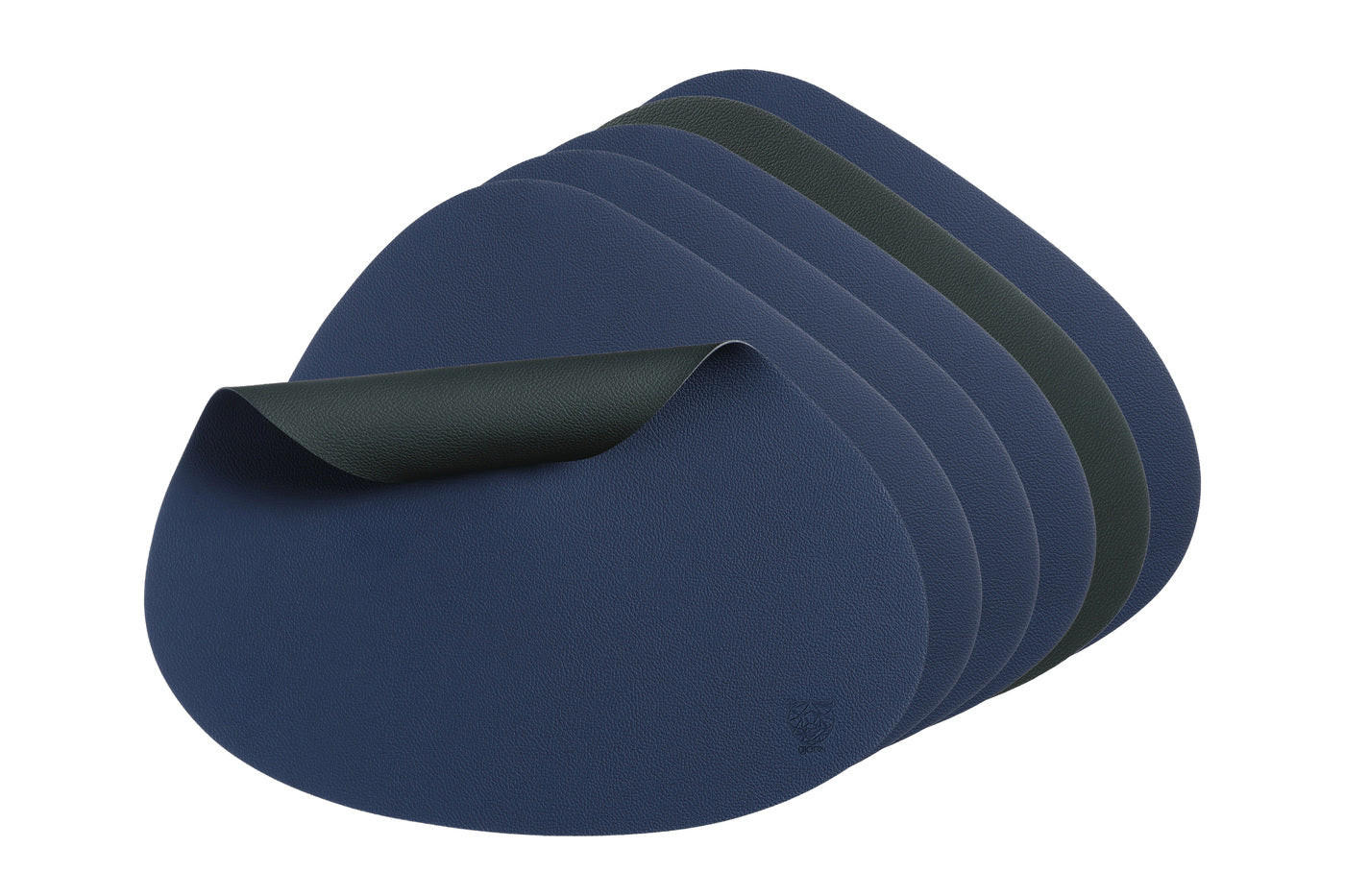 TISCHSET - 6er-Set - Recyceltes Leder in Nachtblau und Anthrazitgrau - Blau, Textil (37/44cm) - Björn