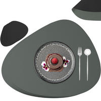 TISCHSET - Kunstleder - Doppelseitig - Grau/Schwarz - Organisch - 44x37cm - 8 Stück - Grau, Kunststoff (44/37cm) - Sänger