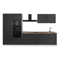 KÜCHENZEILE R-Line, Anthrazit Landhaus/Weiß, 340 cm Arbeitsplatte Goldkraft Eiche - Anthrazit/Weiß, Holzwerkstoff (340/206.8/60cm) - Vicco