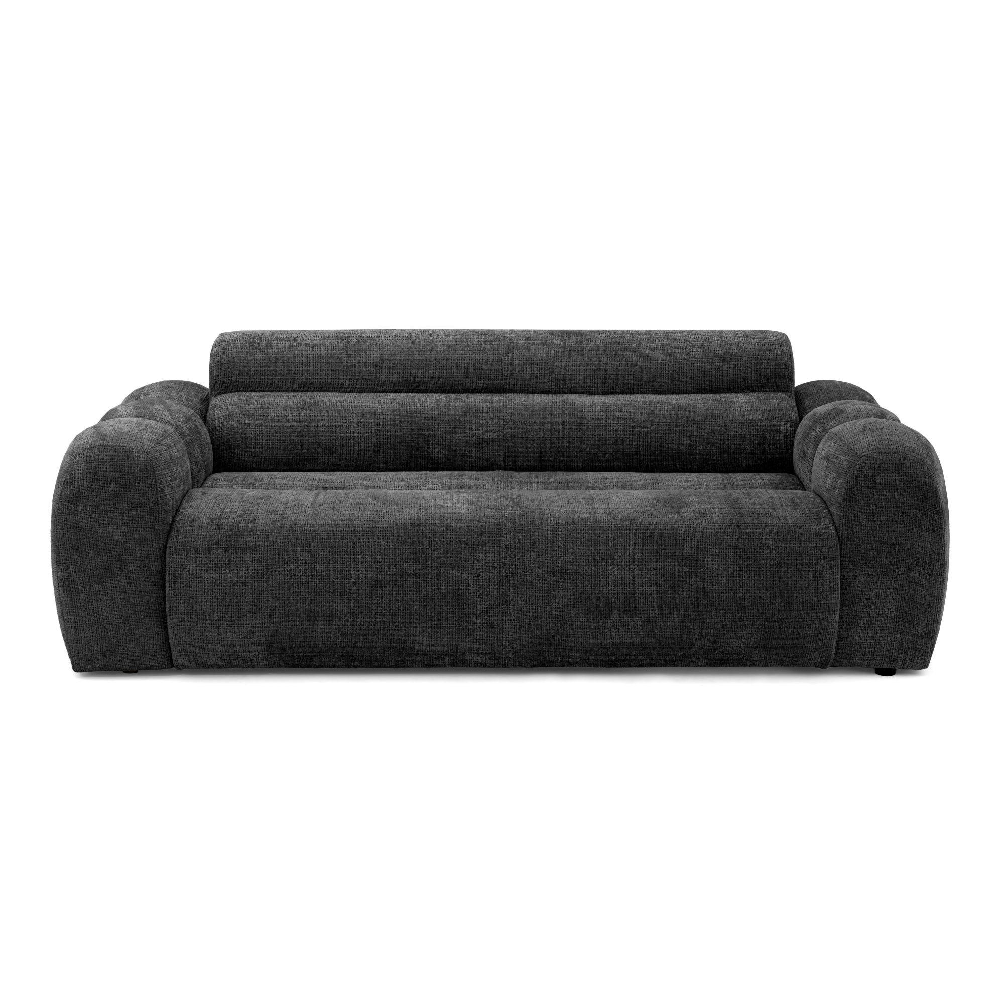 2-SITZER modulares Sofa VEER, Breite 213 cm Chenille Webstoff Anthrazit - Anthrazit/Schwarz, Holz/Kunststoff (213/75/95cm) - Muffo