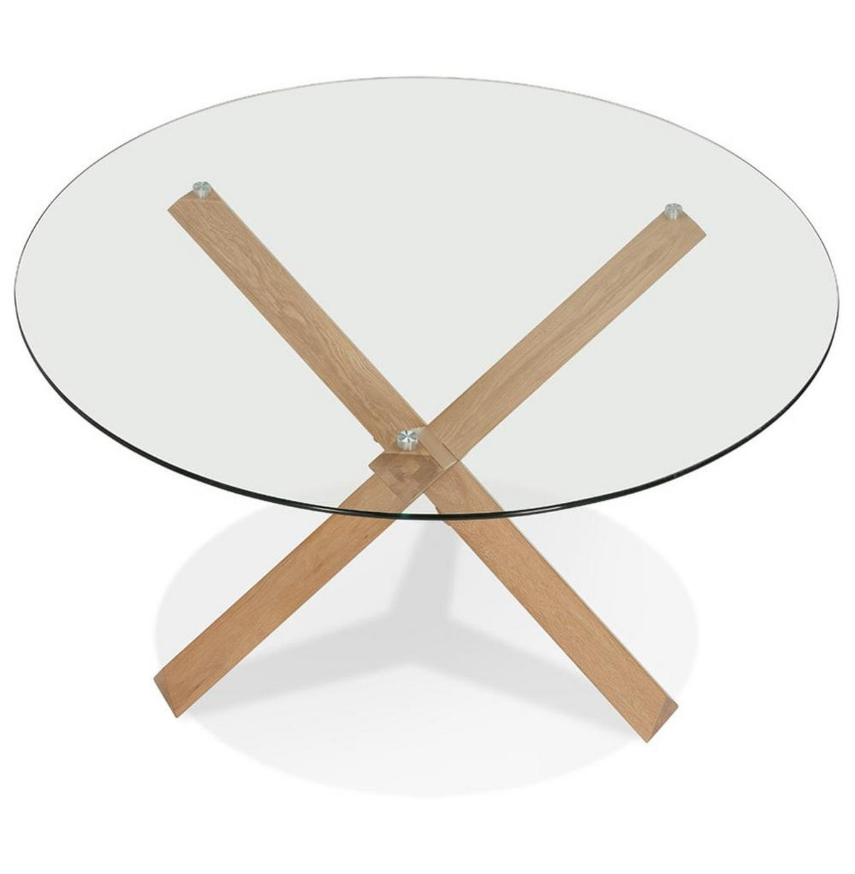 ESSTISCH Rund Massivholz Eiche Skandi-Stil FINAX, Transparent-Beige 130x130x75 cm - Transparent/Beige, Eichenholz/Holz (130/130/75cm) - KADIMA DESIGN