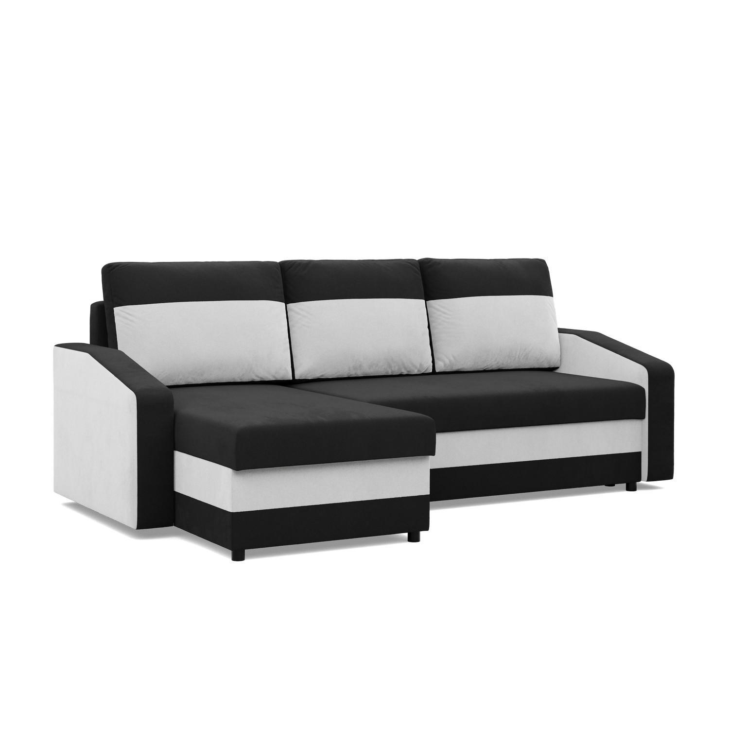 XXXLutz Ecksofa Schwarz, Weiß 231x140 cm