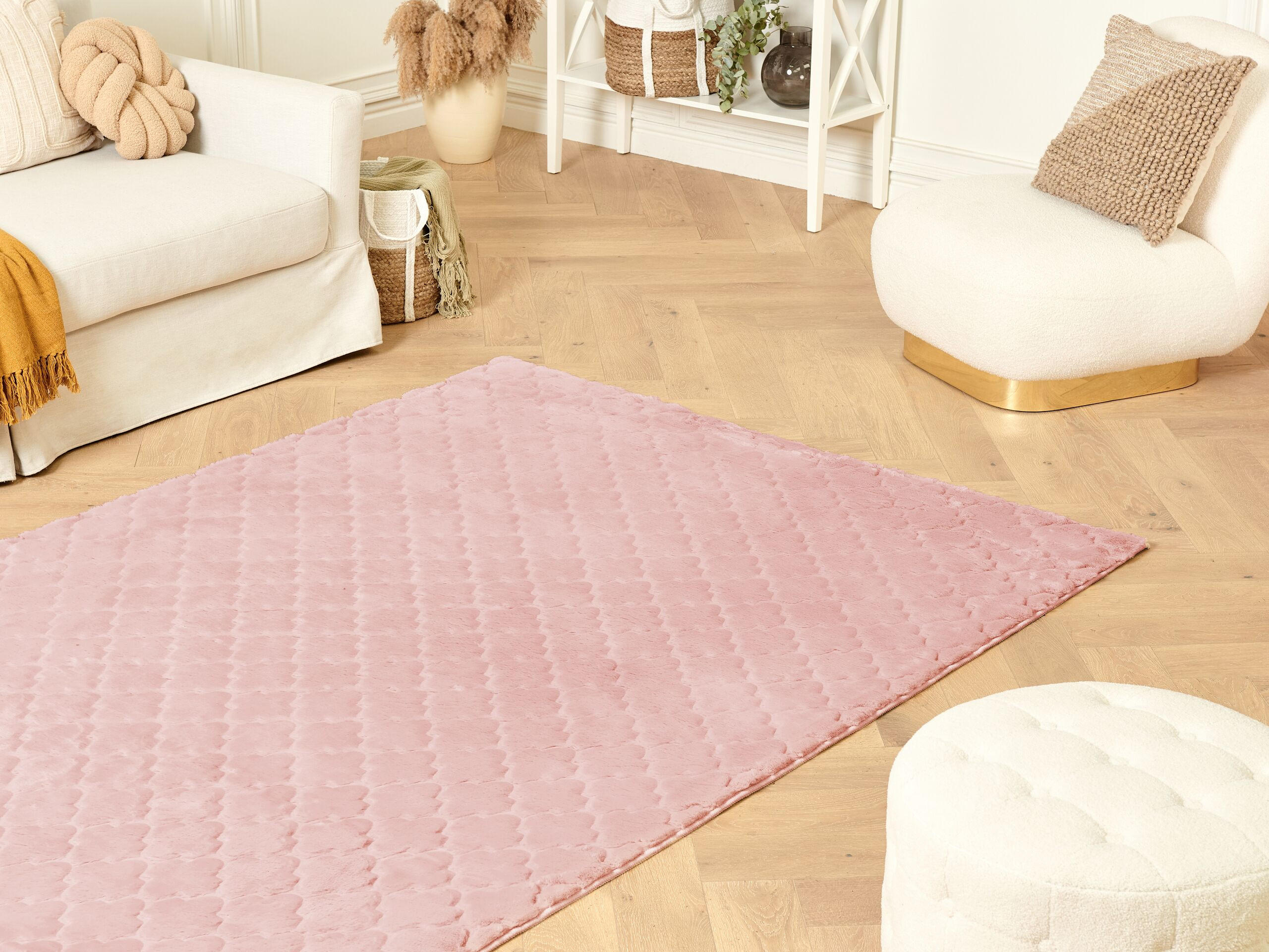 SHAGGY-KUNSTFELLTEPPICH Gharo 230/160 cm - Pink, Kunststoff (160/230cm) - Beliani