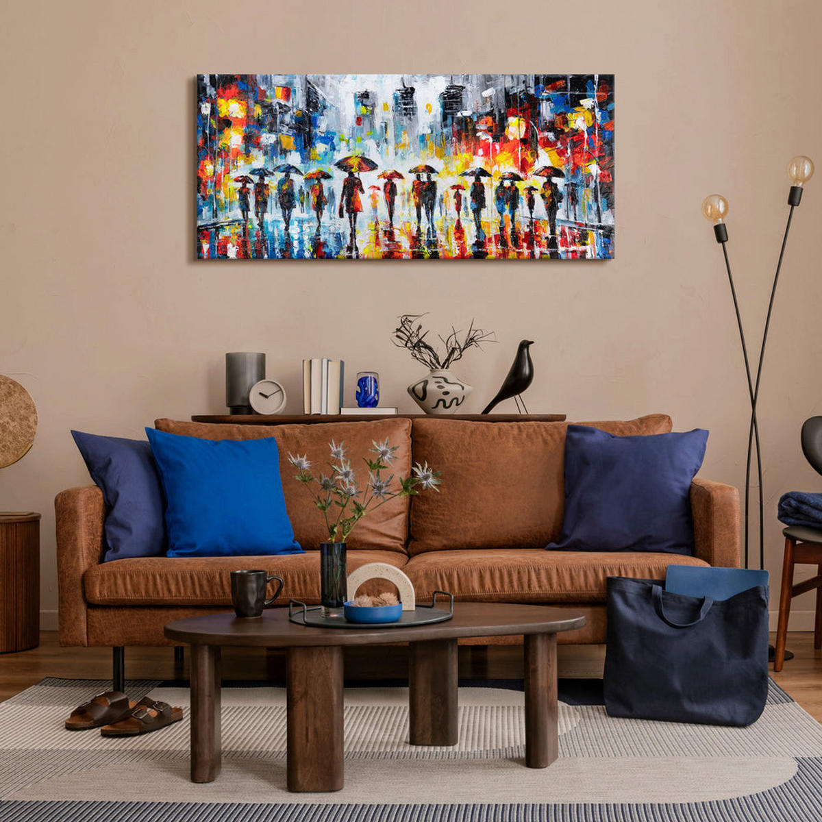 GEMÄLDE Bunter Abend auf Keilrahmen 115x50 cm - Multicolor, Holz (115/50cm) - YS-art gallery