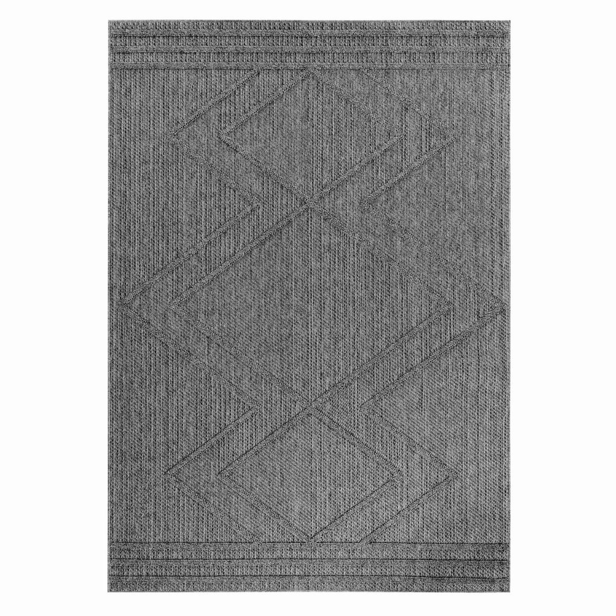 TEPPICH Outdoor Flachgewebe Boho-Muster Polypropylen Küche Grau Rechteckig 120x170 - Grau, Textil (120/170cm) - KADIMA DESIGN