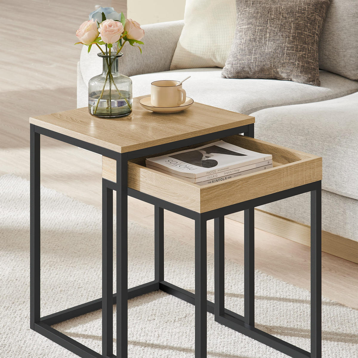 COUCHTISCH 2er Set rechteckig - Sonoma Eiche, Holzwerkstoff (40/45/55cm) - Mat-Haus