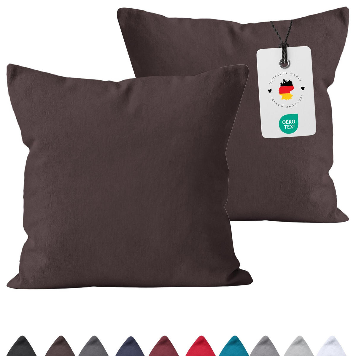 KISSENBEZUG 40x40 cm aus 100% Baumwolle, Kissenhülle Weiß Uni - Braun, Textil (40/40cm) - Carpe Sonno