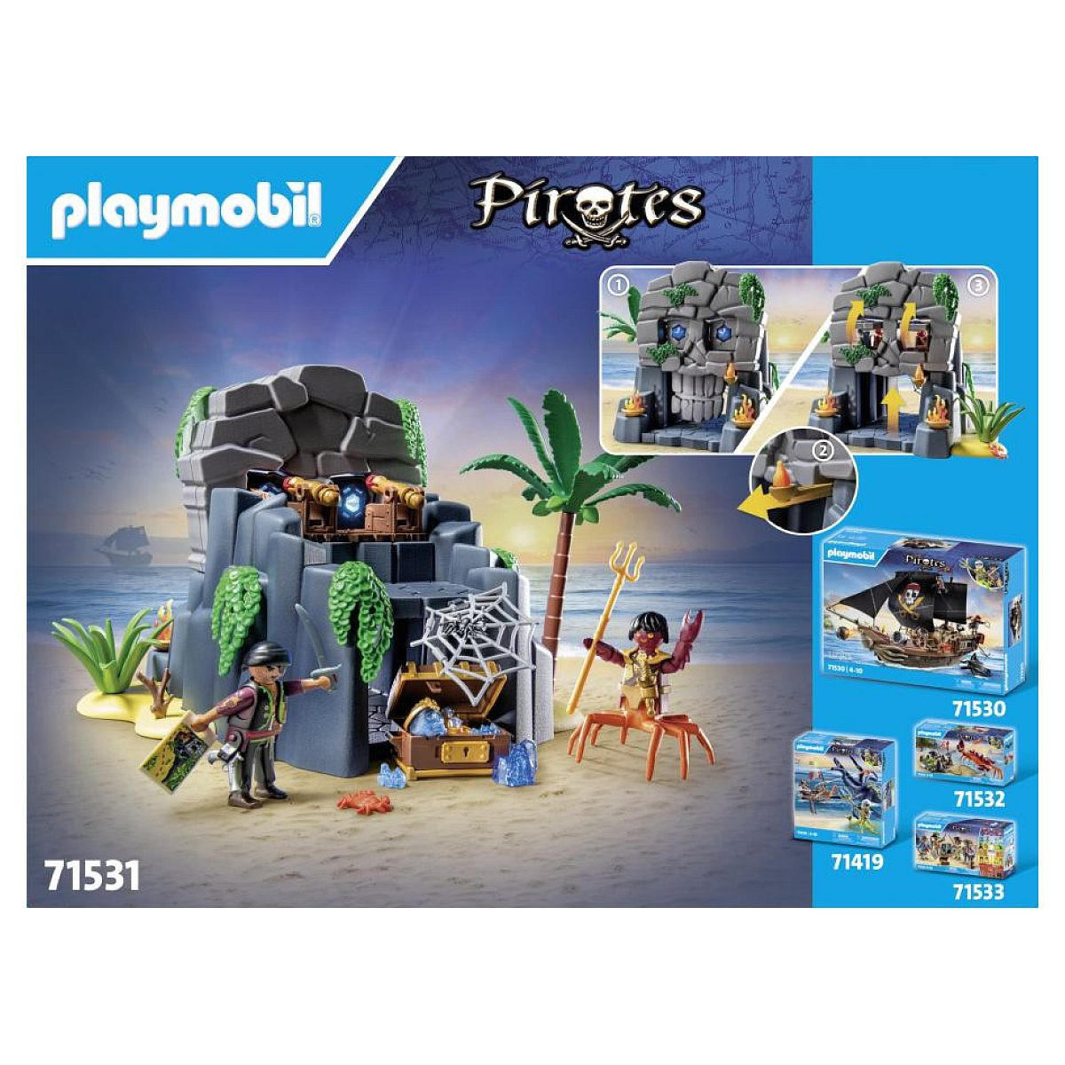SPIELSET Piraten- und Seeungeheuer-Schatzinsel - Blau, Kunststoff (16/28/39cm) - Playmobil